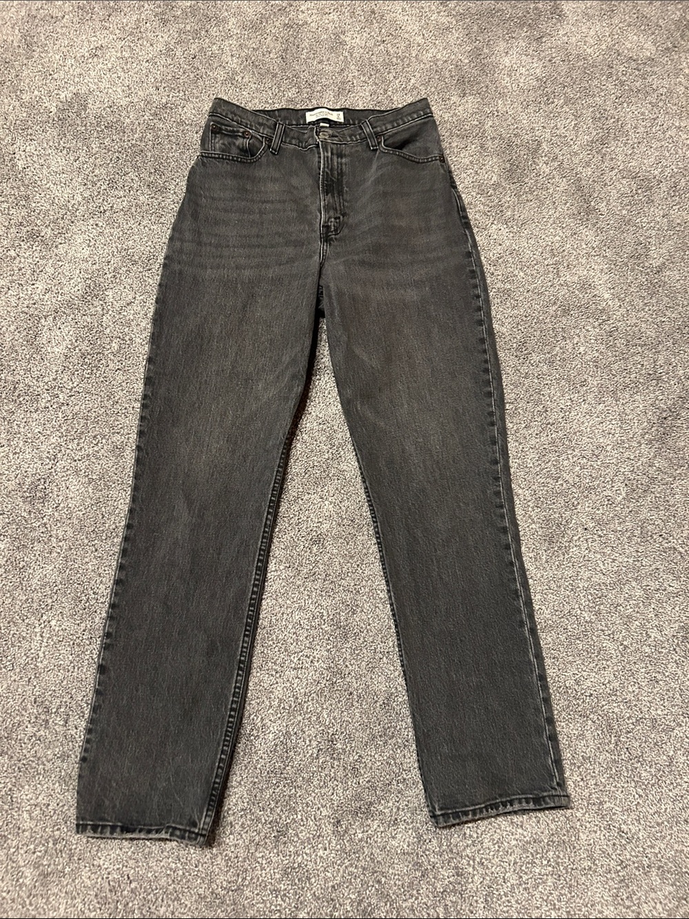 Abercrombie & Fitch Women's Straight Leg Jeans - Charcoal Black